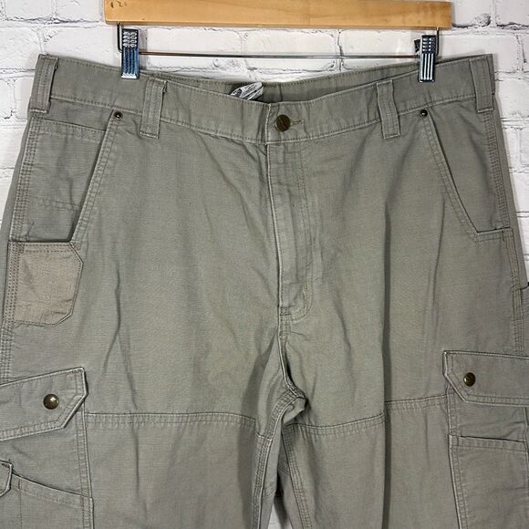 Carhartt Double Knee Cargo Pants Mens 40x32 Brown Ripstop B342 DES - Picture 4 of 9